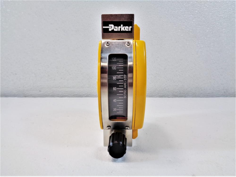 Parker Metal Tube Variable Area Flowmeter 0-120 SCFH Air, Part# P1001341011A